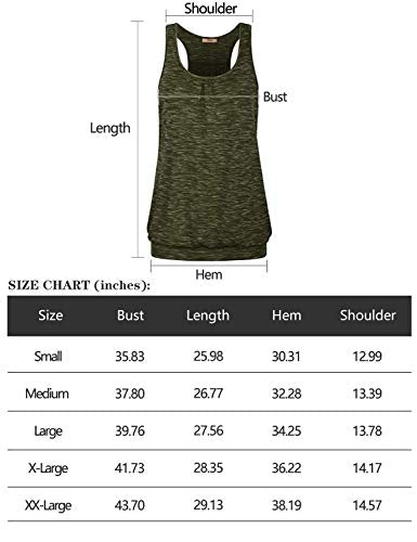 Miusey Exercise Tops for Women, Ladies Sleeveless Scoop Neck Racerback Tank Workout Athletic Activewear Junior Yoga Running Sports Fitness Shirt Blue-3 M