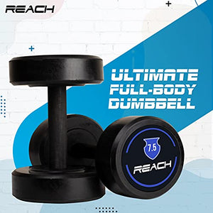 Reach round dumbbell weights for strength training at home and gym ( 7.5 kg pair )
