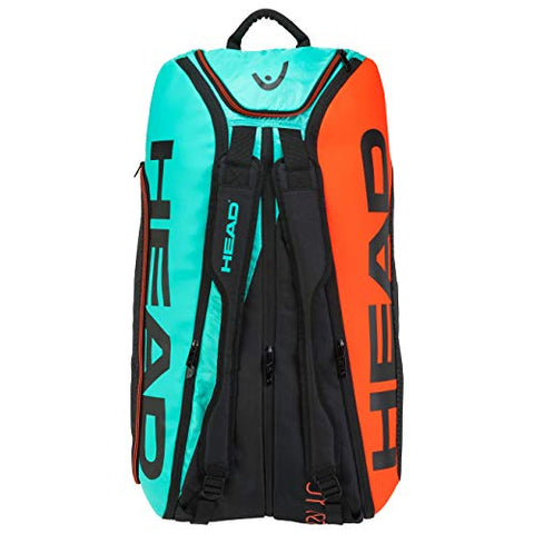 Image of HEAD Tour Team 12R Polyester Professional Tournament Tennis Kit Bag Compartments: Three | Capacity: 12 Racquets | Ventilated Shoe Compartment | Colour : Black-Teal