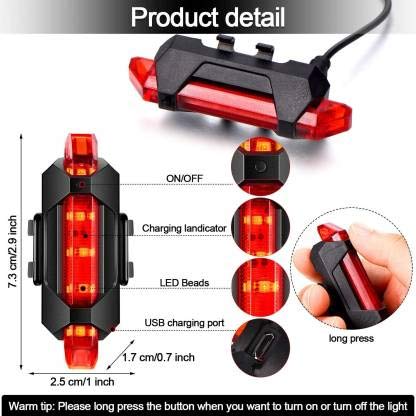 Image of Gadget Deals Combo of Rechargeable Head Cycle Light and Cycle Tail Light Cycle Light led for Bicycle