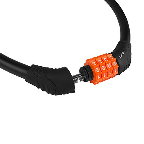 Image of Autofy Heavy Duty 4 Digit Number Lock Helmet Lock Multipurpose Lock Bike Lock Resettable Combination Lock (Black & Orange - Upgraded 2nd Gen)