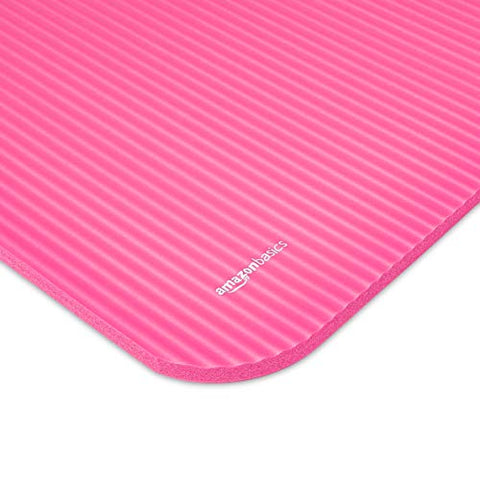 Image of AmazonBasics 13mm Extra Thick Yoga and Exercise Mat with Carrying Strap, Pink