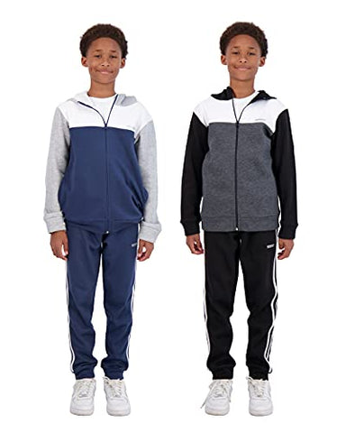 Image of Hind Boys 4-Piece Hoodie and Sweatpant Set for Jogging and Track, Black-blue, 5