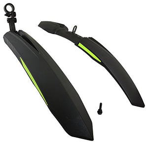 Dark Horse® Bicycle Atom Mudguard with Reflective Tape with Plastic Clamp, Black-Green