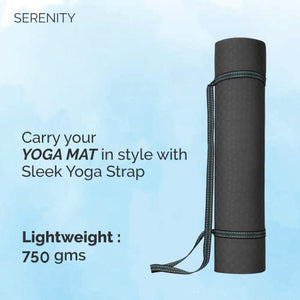 Serenity Everyday Yoga Mat & Carry Strap for Men, Women & Kids Fitness | EVA Material Extra Thick, Long & Wide Exercise Mat For Home Gym, Yoga, Meditation, Pilates & Outdoor Workout | Soft, Easy to Fold, Anti Skid, Anti Slip (6MM, Granite Grey)