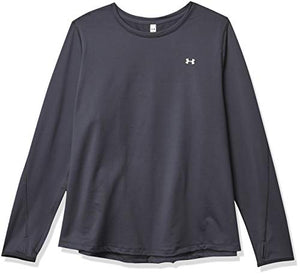 Under Armour Women's ColdGear Armour Compression Crew Long Sleeve T-Shirt , Black (001)/Metallic Silver , 2X