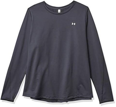 Image of Under Armour Women's ColdGear Armour Compression Crew Long Sleeve T-Shirt , Black (001)/Metallic Silver , 2X