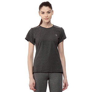 CHKOKKO Round Neck Half Sleeve Yoga Sports Dryfit Active Wear Gym Tshirt for Women Dark Grey S