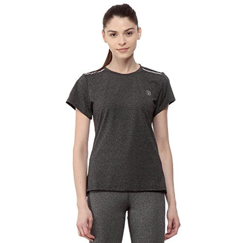 Image of CHKOKKO Round Neck Half Sleeve Yoga Sports Dryfit Active Wear Gym Tshirt for Women Dark Grey S