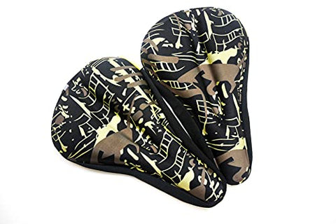 Image of ReenSham Silicone Green Camouflage Bicycle Saddle Seat and Cycling Cushion Pad Gel Cover