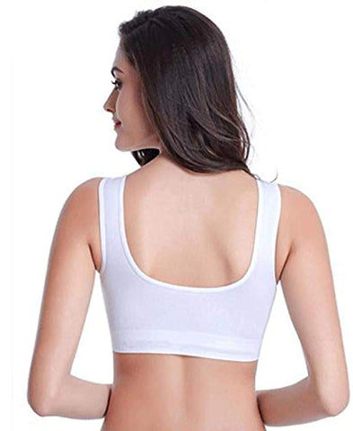 Image of Craava Women Polycotton Non Padded Non-Wired Air Sports Bra Inner Wear for Daily Use Slip On Black White Skin Fit Size 28 to 34