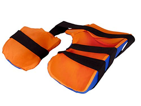 Image of Woodpecker Thigh Guard for Cricket (Blue and Orange with 3 Straps)