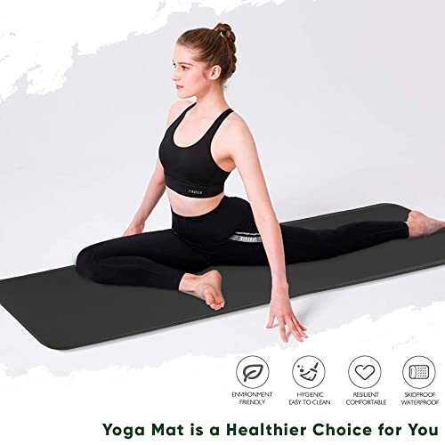 Yoga Mat - 13MM Thick High Density NBR Eco Friendly Non Slip Exercise & Fitness Mat for Mens and Women All Types of Yoga, Pilates Funko Pop! Keychain (72"inch x 24" inchx 13mm) (12MM, Black)