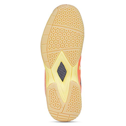 Image of YONEX AEROCOMFORT 3 Non Marking Badminton Shoes | Ideal for Badminton,Squash,Table Tennis,Volleyball | Non-Marking Sole | Tru Cushion Ergo Shape | Hexagrip |Orange Yellow |UK 8