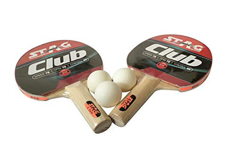 Image of STAG Club Table Tennis Playset | 2 Racquets & 3 Balls (White), Model: Club-Set WH