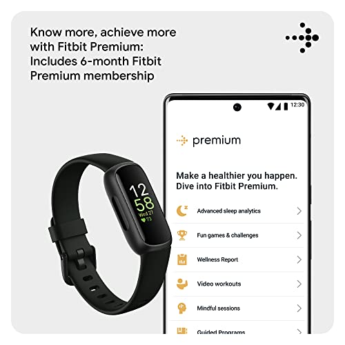 Fitbit Inspire 3 Health & Fitness Tracker (Midnight Zen / Black) with 6-Month Premium Membership
