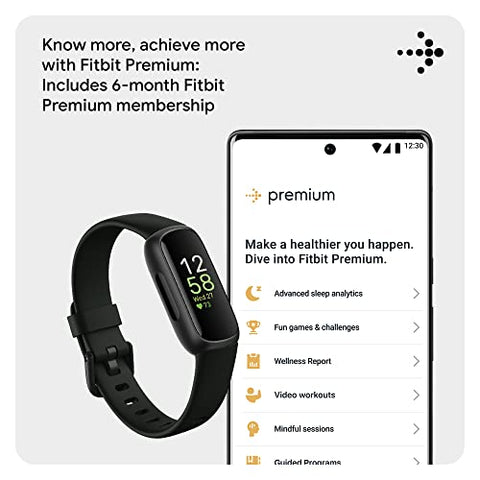 Image of Fitbit Inspire 3 Health & Fitness Tracker (Midnight Zen / Black) with 6-Month Premium Membership
