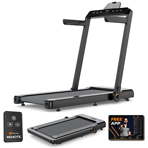 Image of Flexnest 2-in-1 Smart Foldable Treadmill-2 Displays, Bluetooth Speaker, Installation-Free, App/Remote Control & Free-Classes and Virtual Walks for Home, Office Walking and Running Pad Flexpad (Black)