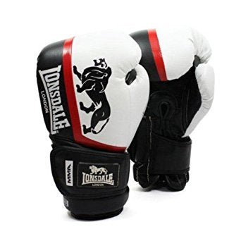 Image of FIRE FLY Lonsdale PU MMA Training Gloves Pair for Boxing Sparring for Boys (16 oz, Black and White)