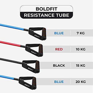 Boldfit Resistance Tube with Foam Handles (Blue -20KG)