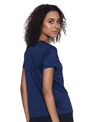 Image of Fusefit Women's Plain Slim fit Sports T-Shirt (FFA-WT001-03_Navy Small)