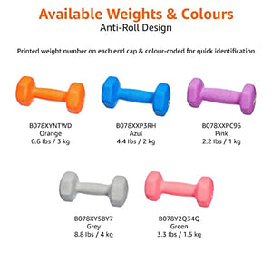 Amazon Basics Neoprene Fixed Dumbbell Pair, 2 x 4Kg, Grey