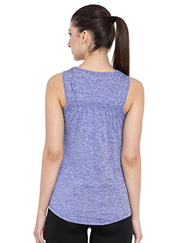 Image of Clovia Women's Blue Gym/Sports Textured Activewear Top (AT0070P03_Blue_XL)