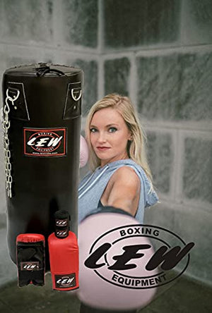 LEW 4FT Filled Soft Strike Synthetic Leather Punching Bag Boxing MMA Sparring Punching Training Kick Boxing Muay Thai with Hanging Chain