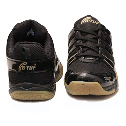 B-TUF Men's Shuttler Black Synthetic Badminton Court Shoes - 10 UK