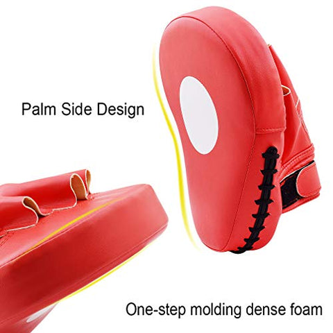 Image of TLBTEK 2PCS Red Curved Punching Mitts Boxing Pads Hand Target Boxing Pads Gloves Training Focus Pads Kickboxing Muay Thai MMA Martial Art UFC Punch Mitts for Kids,Men & Women
