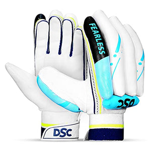 DSC Condor Ruffle Leather Cricket Batting Gloves, Mens Right (White Black)