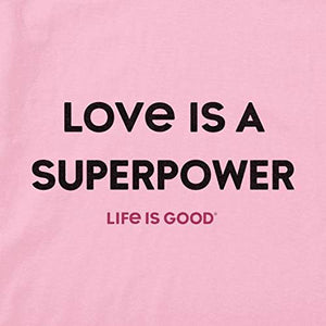 Life is Good Womens Crusher Graphic V-Neck T-Shirt, Love Happy Pink, X-Small