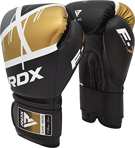 RDX Boxing Gloves EGO, Sparring Muay Thai Kickboxing Pro Heavy Training, Maya Hide Leather, Ventilated Palm, Long Wrist Support, Punching Bag Pads Workout, MMA Gym Fitness, Men Women 8 10 12 14 16oz