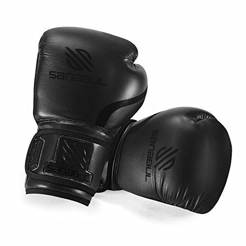 Sanabul Essential Gel Boxing Kickboxing Training Gloves (AllBlack, 12 oz)