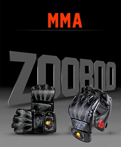 ZooBoo Punching Gloves, Half-Finger Boxing Fight Gloves MMA Mitts with Adjustable Wrist Band for Sanda Sparring Bag Training (One Size Fits Most)