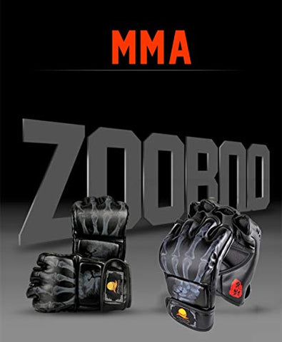 Image of ZooBoo Punching Gloves, Half-Finger Boxing Fight Gloves MMA Mitts with Adjustable Wrist Band for Sanda Sparring Bag Training (One Size Fits Most)
