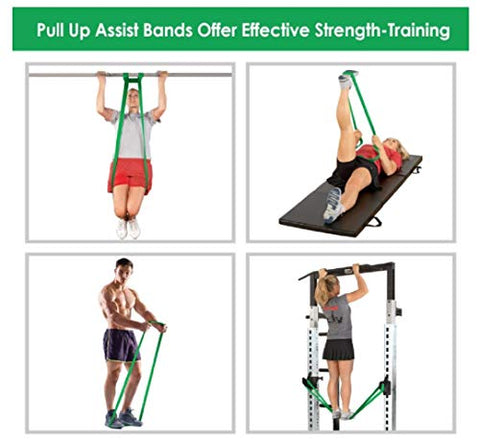 Image of Fitlastics Natural Latex Resistance Loop Bands for Pullup Assist, Pilates, Yoga, Fitness Workouts for Men/Women (Green Light, 15-35 lbs) with Door Anchor