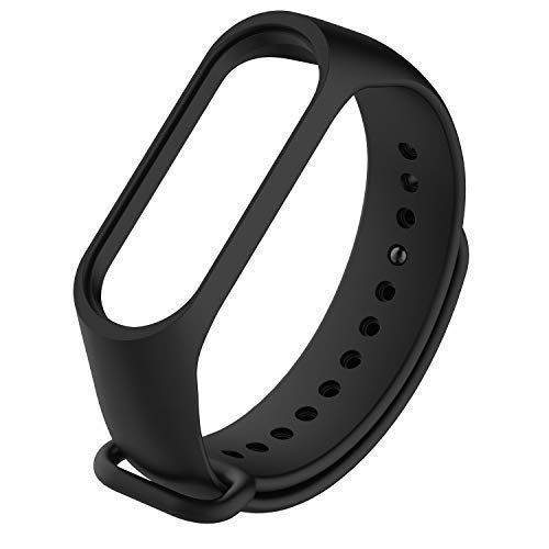 REDTECH Latest Adjustable Compatible Mi Band 3/ Mi Band 4 Watch Silicone Strap Band Bracelet (Not Compatible with Mi Band 1&2)- Black