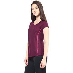 berge' Ladies Polyester Dry Fit Western Shirts & Tshirts for Women, Quick Drying & Breathable Fabric, Gym Wear Tees & Workout Tops (Wine Colour) L