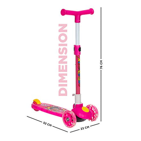 Image of NHR Smart Kick Scooter, 3 Adjustable Height, Foldable,Front Wheel Light & PVC Wheels for Kids (3 to 8 Years ,Pink)