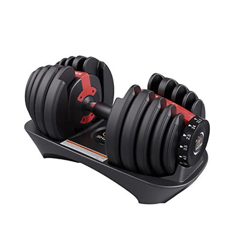 Image of Shapes Fitness - The Ultimate Adjustable Dumbbell | 1 Piece | 15 Adjustments From 2.5kg To 24kg | For Home Gym | For Men & Women Fitness and Home Workout | Red