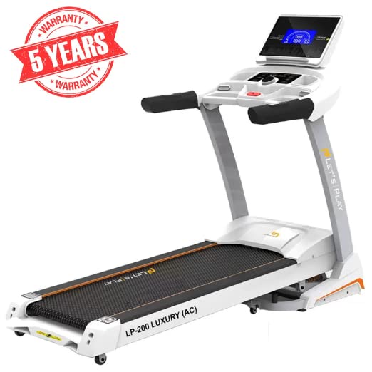 Toning® Automatic Treadmill 3.HP AC Motor (Peak 6 HP) LP-200AC Semi Commercial Treadmill with Extra Suspension Technology, Auto Inclination, 7" LCD Display (White)
