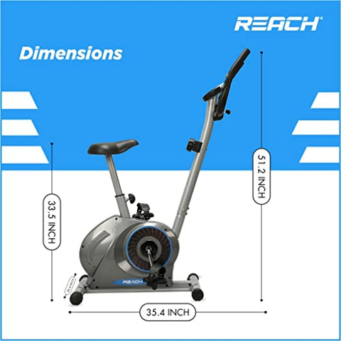 Image of Reach B-200 Magnetic Exercise Cycle for Home Gym | Upright Stationary Exercise Bike for Cardio and Fitness Workout | Adjustable Magnetic Resistance with 4kg Flywheel and Cushioned Seat | Max User Weight 100Kg