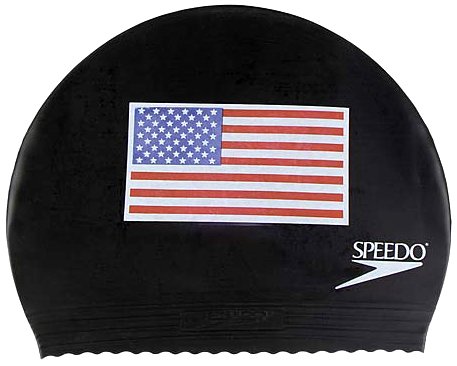 Speedo Unisex Swim Cap Latex , Flag Black