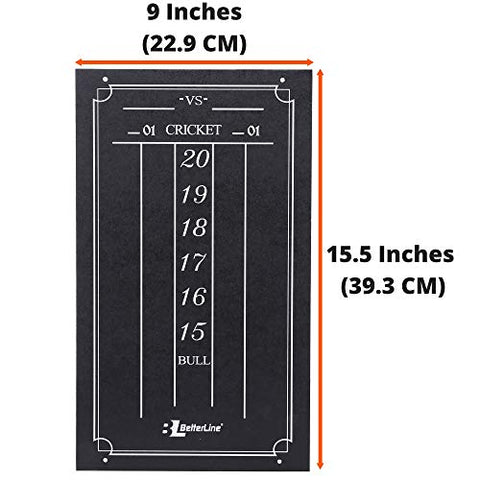 Image of BETTERLINE Large Professional Scoreboard Chalkboard for Cricket and 01 Darts Games - 15.5" x 9" Inch (39.3 x 22.9 cm) - Black Board - Eraser and 2 Chalk Pieces Included