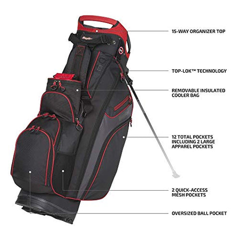 Image of Bag Boy Chiller Hybrid Stand Bag Black/Charcoal/Red Chiller Hybrid Stand Bag