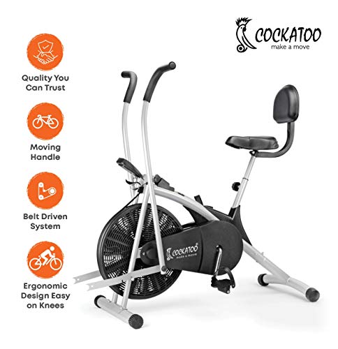 Cockatoo AB06WBC Steel Exercise Bike with Moving Handle, Back Support and Adjustable Cushioned seat(DIY, DO It Yourself Installation)