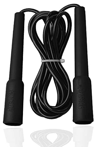 Image of Aurion Jump Rope Workout-Professional Skipping Rope Silicone Comfortable Grips, Heavy Jump ropes Adults Fitness Women Men, Cardio Boxing Endurance Training Exercise (All Black)
