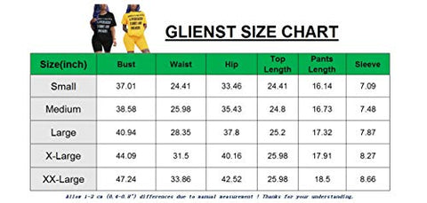 Image of Womens 2 Piece Outfit Clubwear Letter Printing Top Skinny Slim Short Pants Sports Set Home Wear Rompers Yellow XL