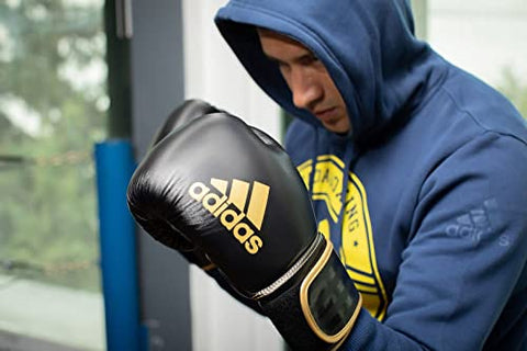 Image of adidas Boxing Gloves - Hybrid 80 - for Boxing, Kickboxing, MMA, Bag, Training & Fitness - Boxing Gloves for Men & Women - Weight (10 oz, Black/Yellow)